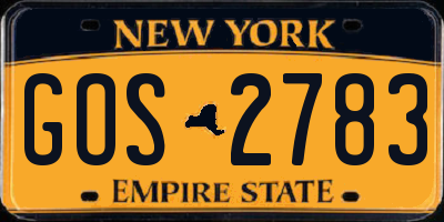 NY license plate GOS2783