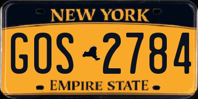 NY license plate GOS2784