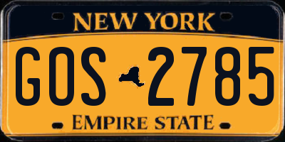 NY license plate GOS2785