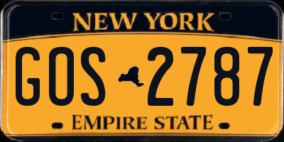 NY license plate GOS2787