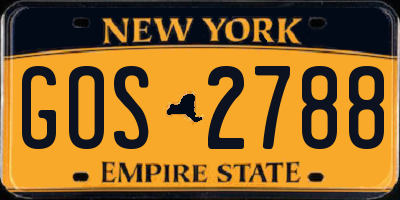 NY license plate GOS2788
