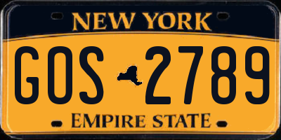 NY license plate GOS2789