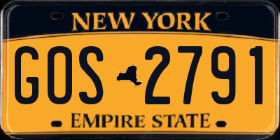 NY license plate GOS2791