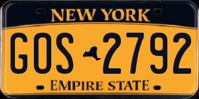 NY license plate GOS2792