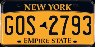 NY license plate GOS2793