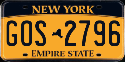 NY license plate GOS2796