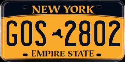 NY license plate GOS2802