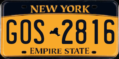 NY license plate GOS2816