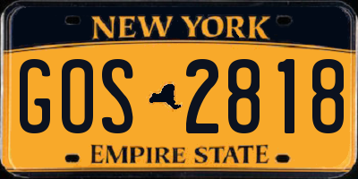 NY license plate GOS2818
