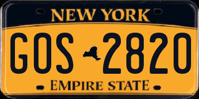 NY license plate GOS2820