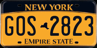 NY license plate GOS2823