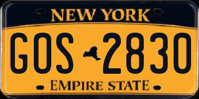 NY license plate GOS2830