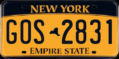 NY license plate GOS2831