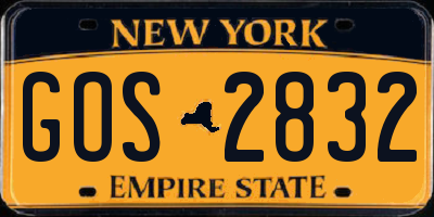 NY license plate GOS2832