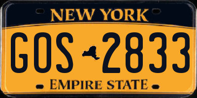 NY license plate GOS2833