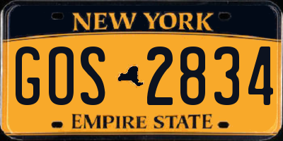 NY license plate GOS2834