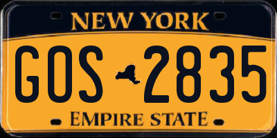 NY license plate GOS2835