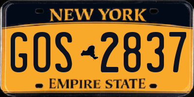 NY license plate GOS2837
