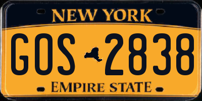 NY license plate GOS2838