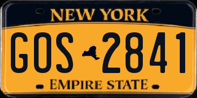NY license plate GOS2841
