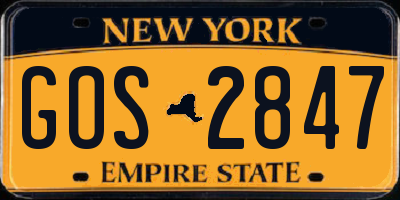 NY license plate GOS2847