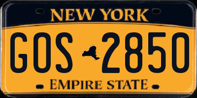 NY license plate GOS2850