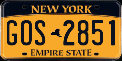 NY license plate GOS2851