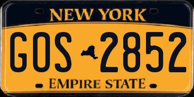 NY license plate GOS2852