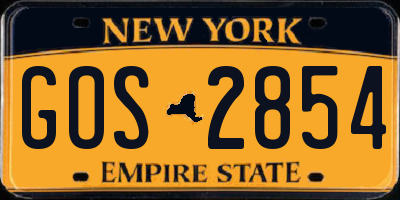 NY license plate GOS2854