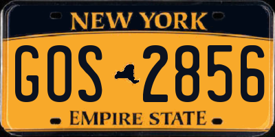 NY license plate GOS2856