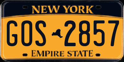 NY license plate GOS2857