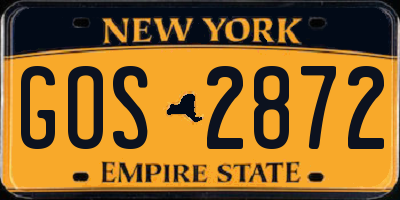 NY license plate GOS2872
