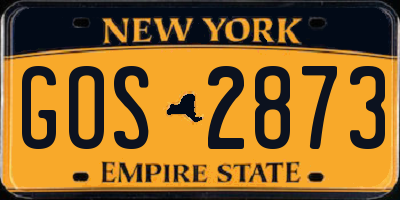 NY license plate GOS2873
