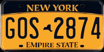 NY license plate GOS2874