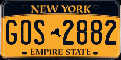 NY license plate GOS2882