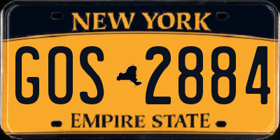 NY license plate GOS2884