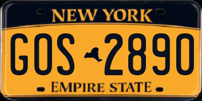 NY license plate GOS2890