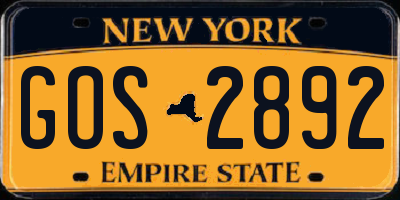 NY license plate GOS2892
