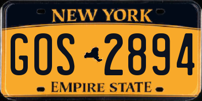 NY license plate GOS2894