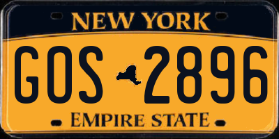 NY license plate GOS2896