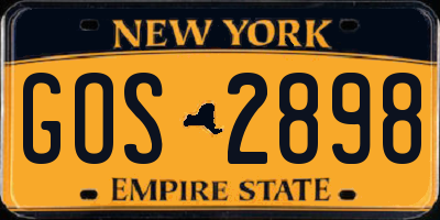 NY license plate GOS2898