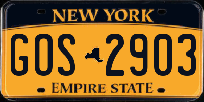 NY license plate GOS2903