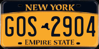 NY license plate GOS2904