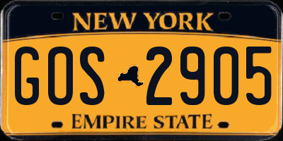 NY license plate GOS2905