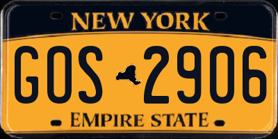 NY license plate GOS2906