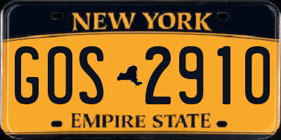 NY license plate GOS2910