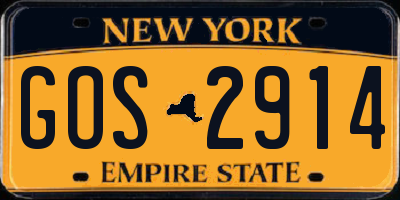 NY license plate GOS2914