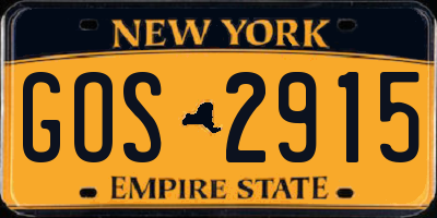 NY license plate GOS2915