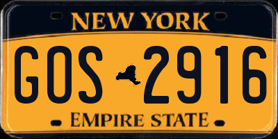 NY license plate GOS2916