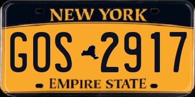 NY license plate GOS2917